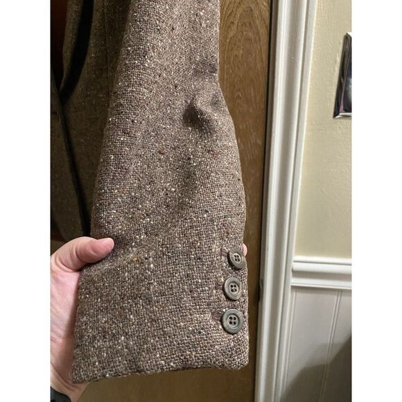 Vintage Liz Claiborne Wool Blazer Heather Brown 1 Button with Pockets Size 10 - Picture 7 of 12